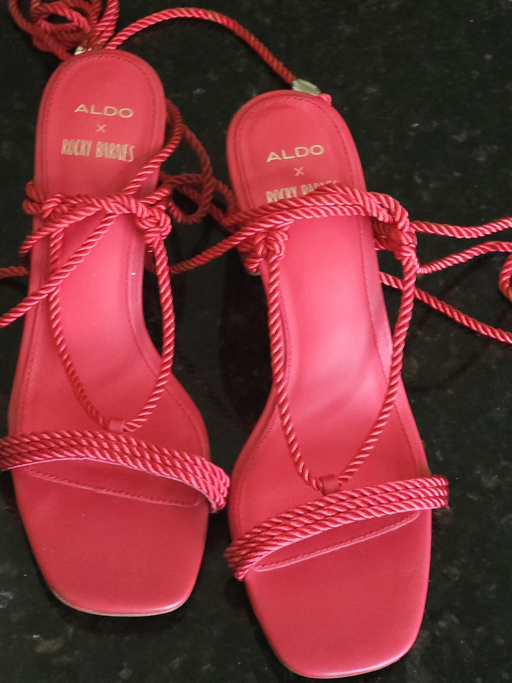 ALDO Hot Pink Rope Lace Sandals with Square Toe